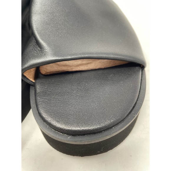 Madewell Women's Size 8.5 Slip On Open Toe Sandals Black Low Platform Wedge Heel - Picture 6 of 7